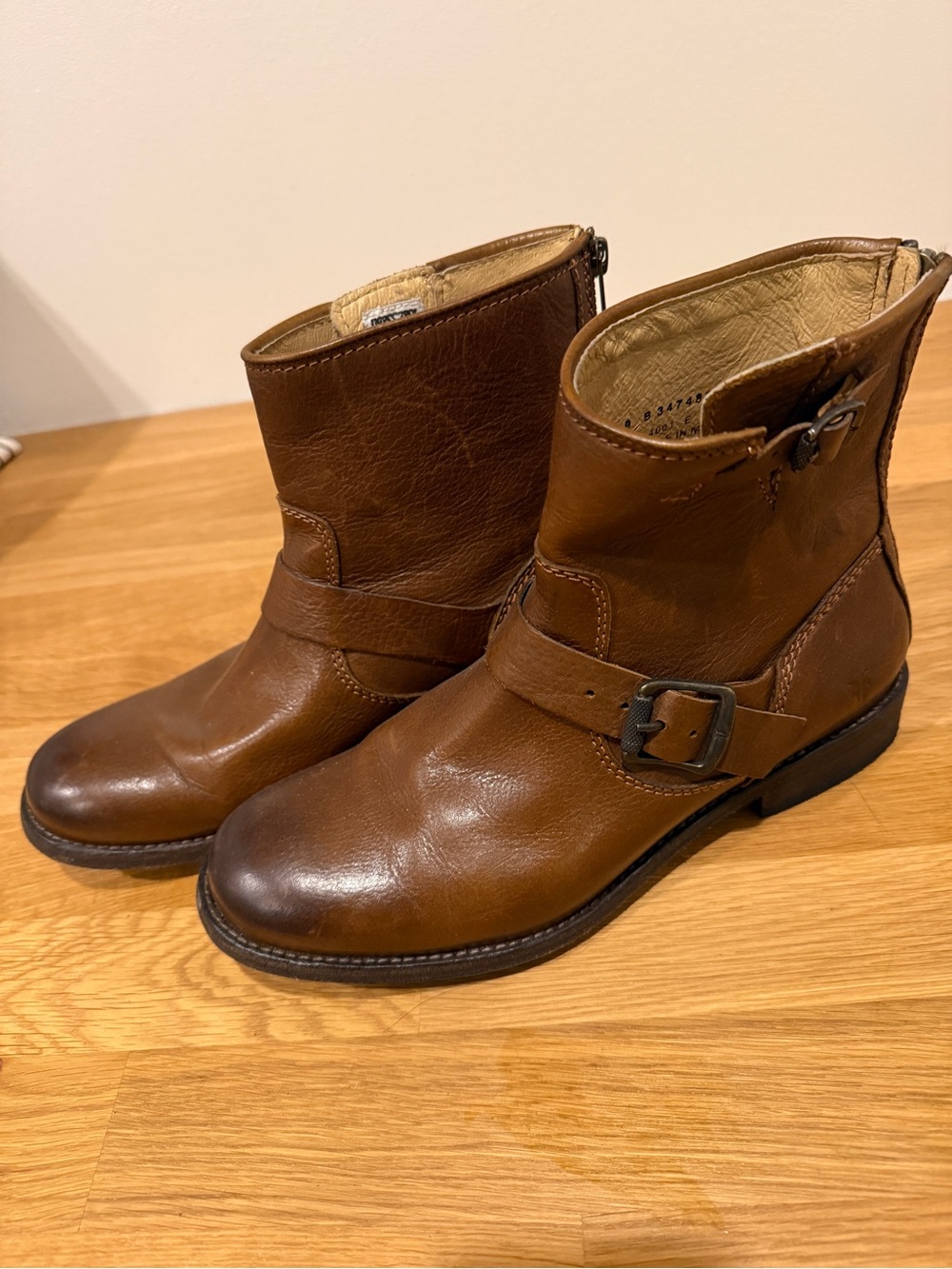 Frye Tyler Engineer Ankle Boot Leather Brown Cognac